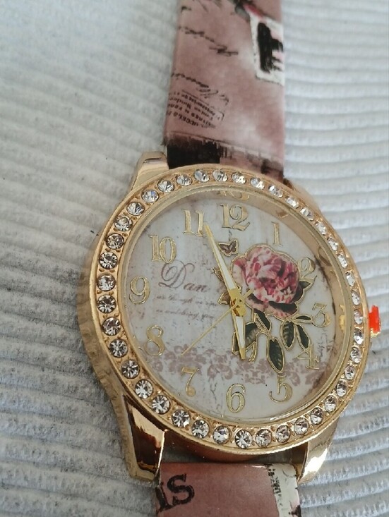 Gold Floral Crystal Women\'s Fashion Watch - Pink Strap main image 7
